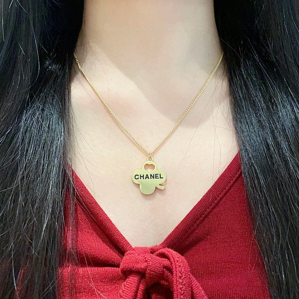Camellia Pendant Necklace in Polished Metal-Tone – Camellia Detail – Design 023 detail view