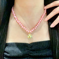 Double-C Emblem Pearl-Detail Pendant Necklace – Pearl Detail – Design 010 main product view