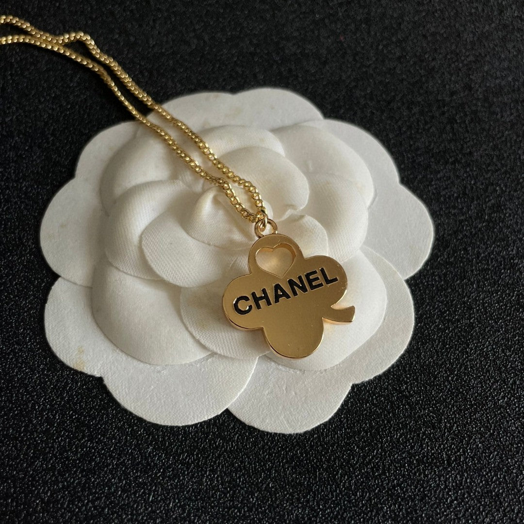 Camellia Pendant Necklace in Polished Metal-Tone – Camellia Detail – Design 021 front product view