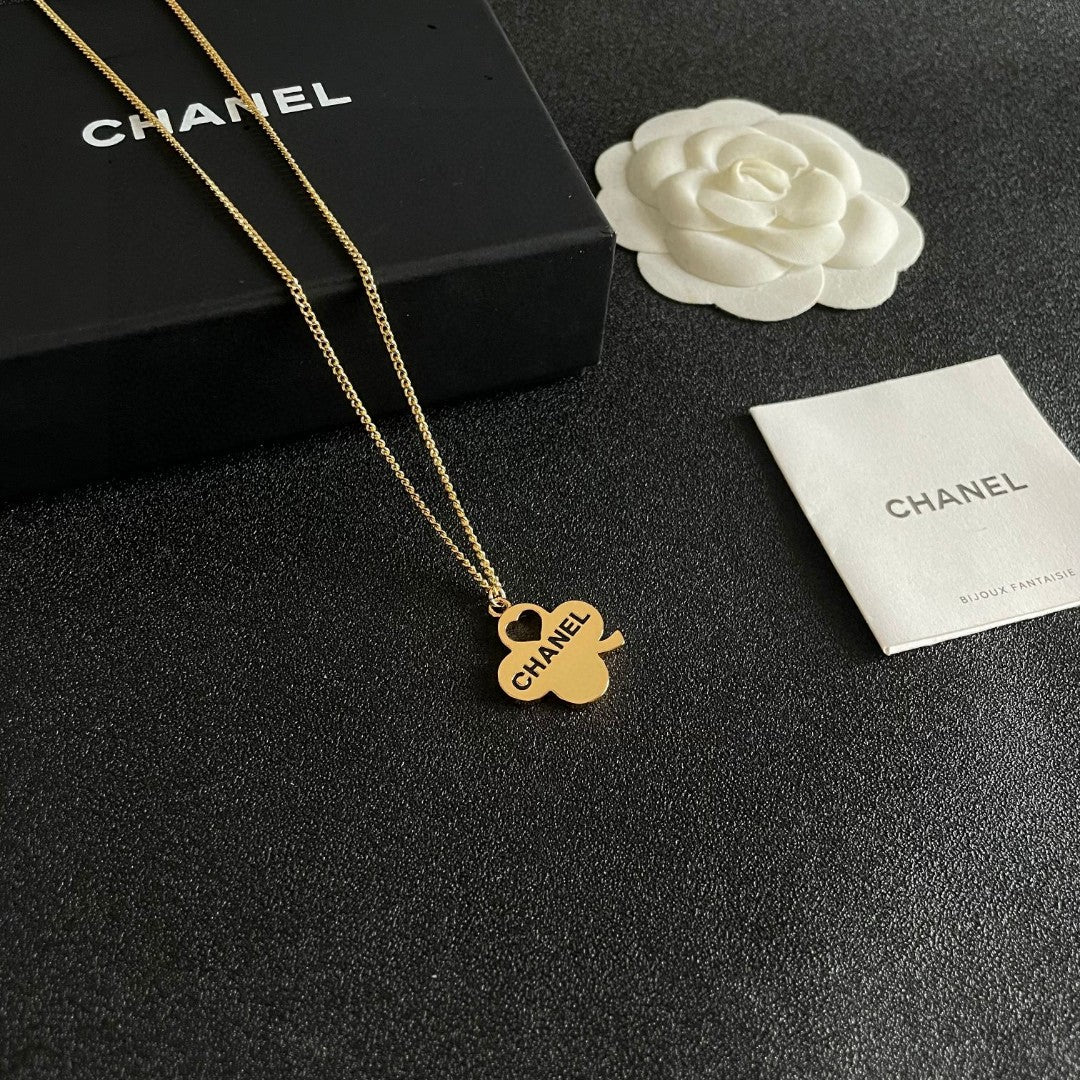 Camellia Pendant Necklace in Polished Metal-Tone – Camellia Detail – Design 021 styled product view