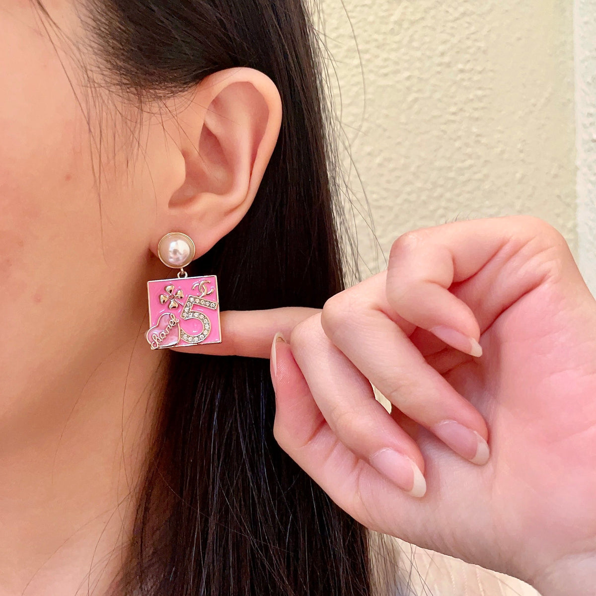 Double-C Emblem Statement Earrings in Polished Metal-Tone – Design 053 front product view