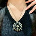 Camellia Pendant Necklace in Polished Metal-Tone – Camellia Detail – Design 027 main product view