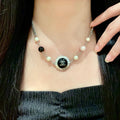 Double-C Emblem Pearl-Detail Pendant Necklace – Pearl Detail – Design 104 main product view