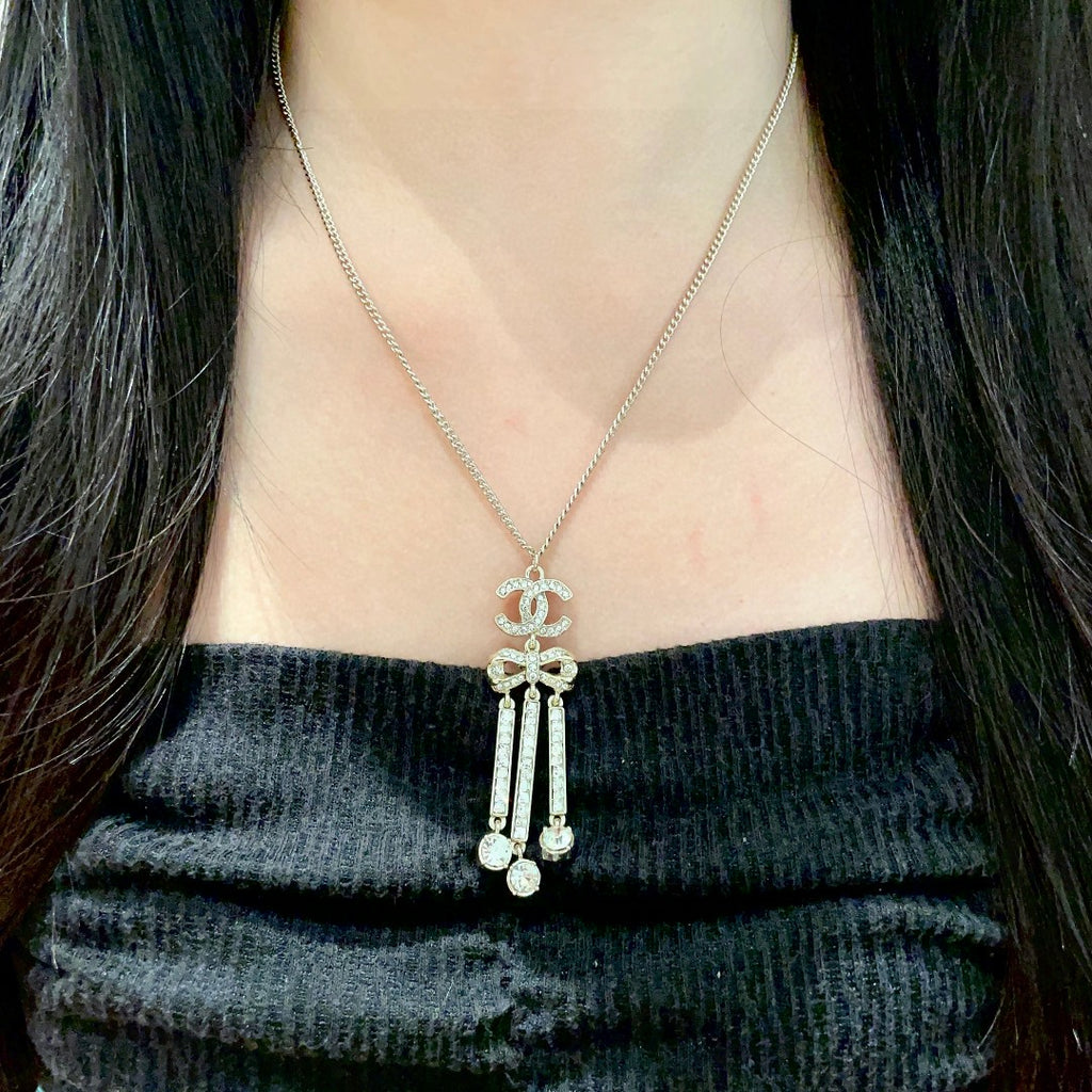 Double-C Emblem Crystal-Accent Pendant Necklace – Design 008 detail view