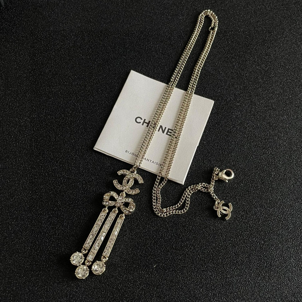 Double-C Emblem Crystal-Accent Pendant Necklace – Design 008 detail view