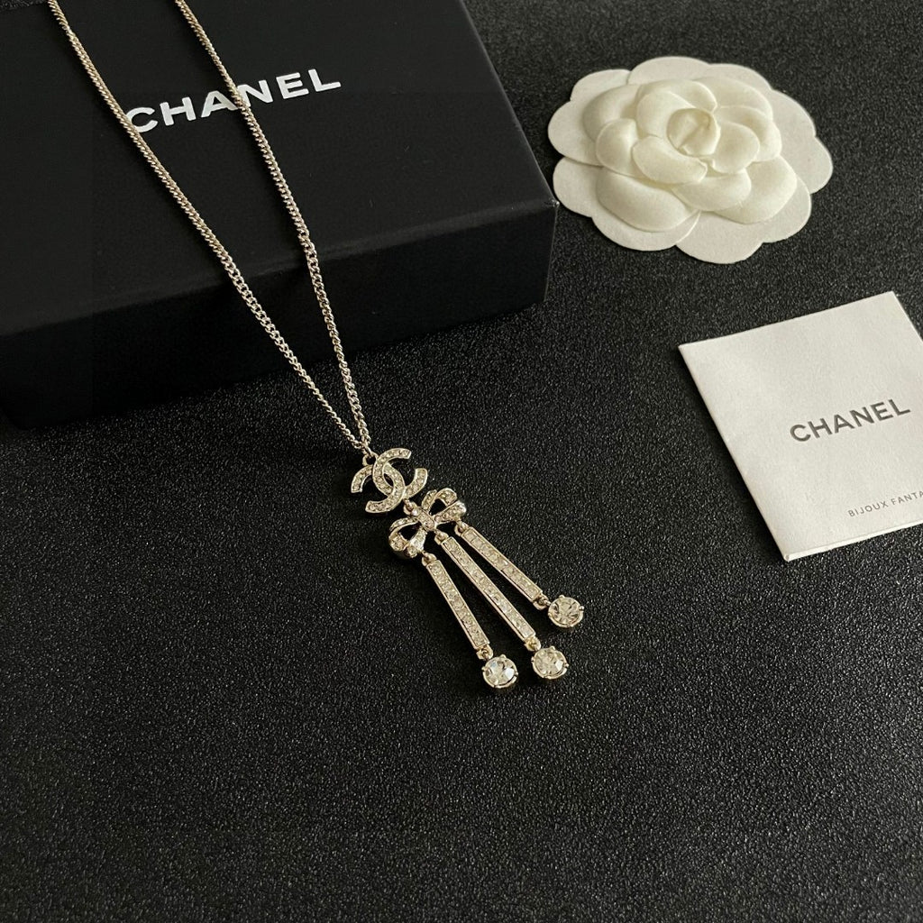 Double-C Emblem Crystal-Accent Pendant Necklace – Design 008 styled product view