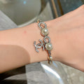 Pearl Bracelet in Polished Metal-Tone – Pearl Detail – Design 003 main product view