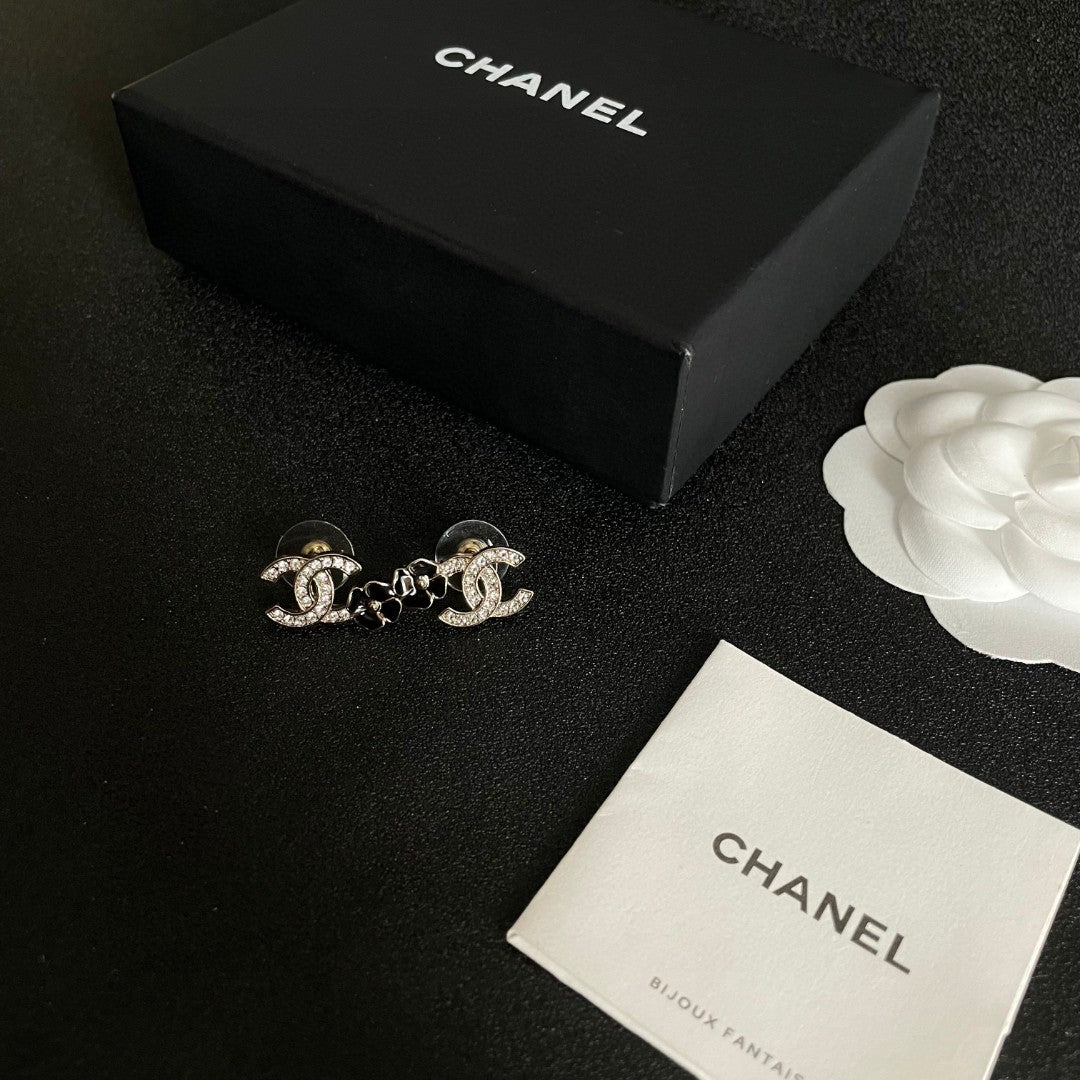 Camellia Stud Earrings in Polished Metal-Tone – Camellia Detail – Design 055 close-up detail