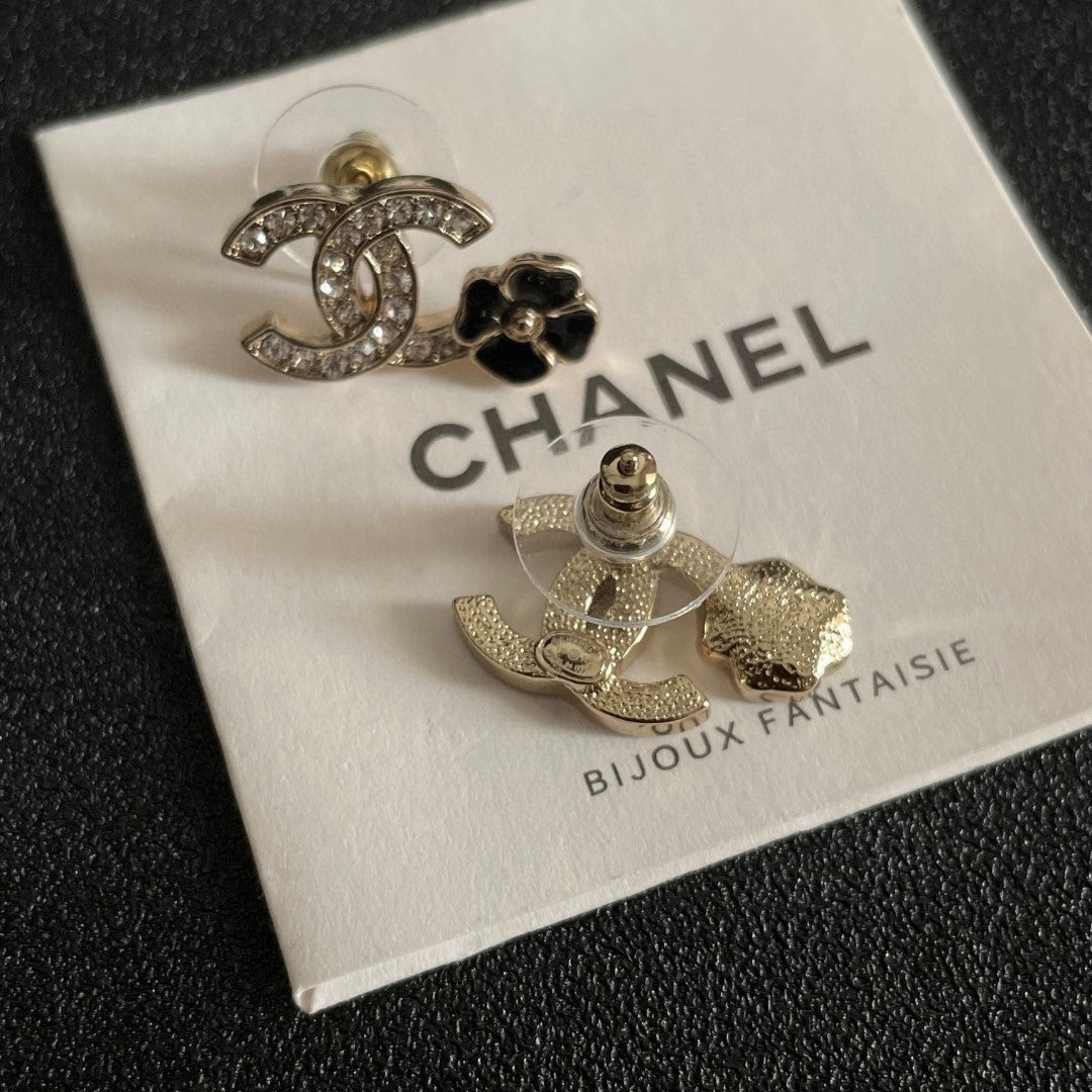 Camellia Stud Earrings in Polished Metal-Tone – Camellia Detail – Design 026 main product view