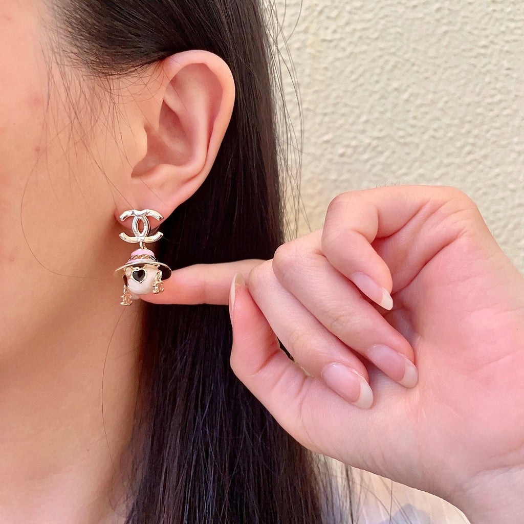 Signature Emblem Statement Earrings in Polished Metal-Tone – Design 027 front product view