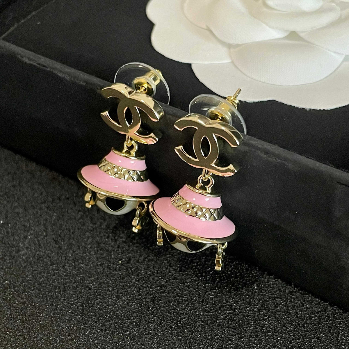 Signature Emblem Statement Earrings in Polished Metal-Tone – Design 003 detail view