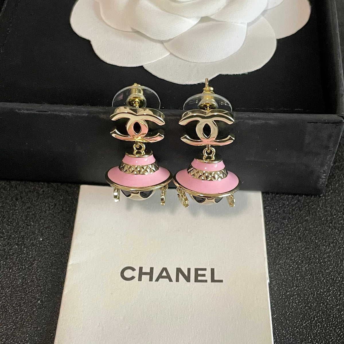 Signature Emblem Statement Earrings in Polished Metal-Tone – Design 013 styled product view