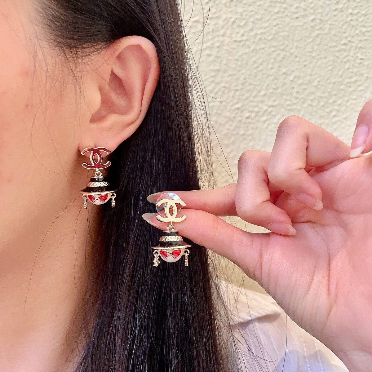 Signature Emblem Statement Earrings in Polished Metal-Tone – Design 026 main product view