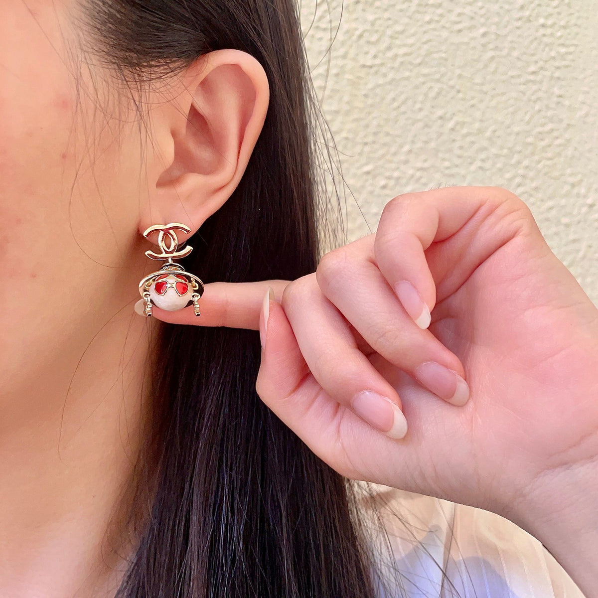 Signature Emblem Statement Earrings in Polished Metal-Tone – Design 026 front product view