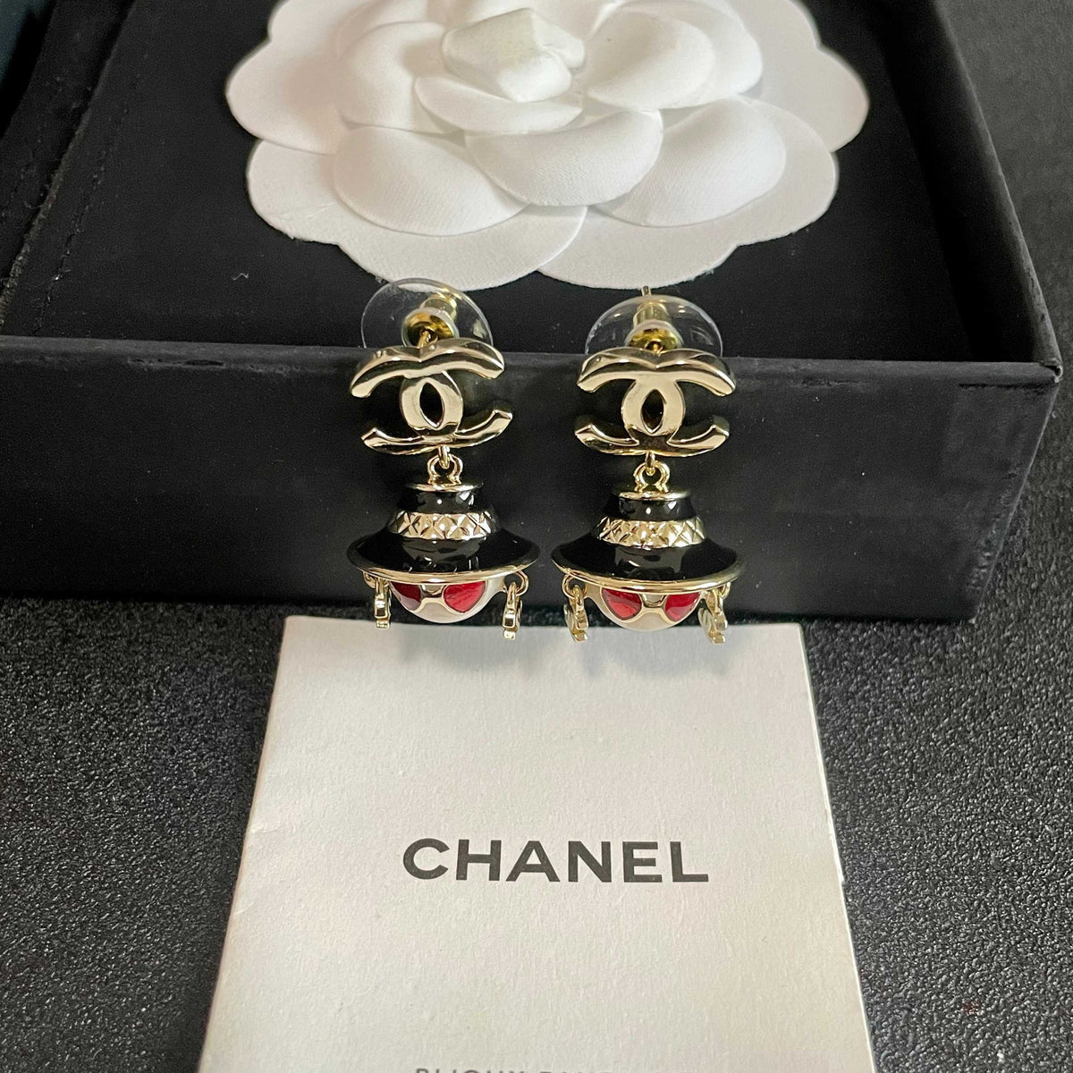Signature Emblem Statement Earrings in Polished Metal-Tone – Design 026 styled product view