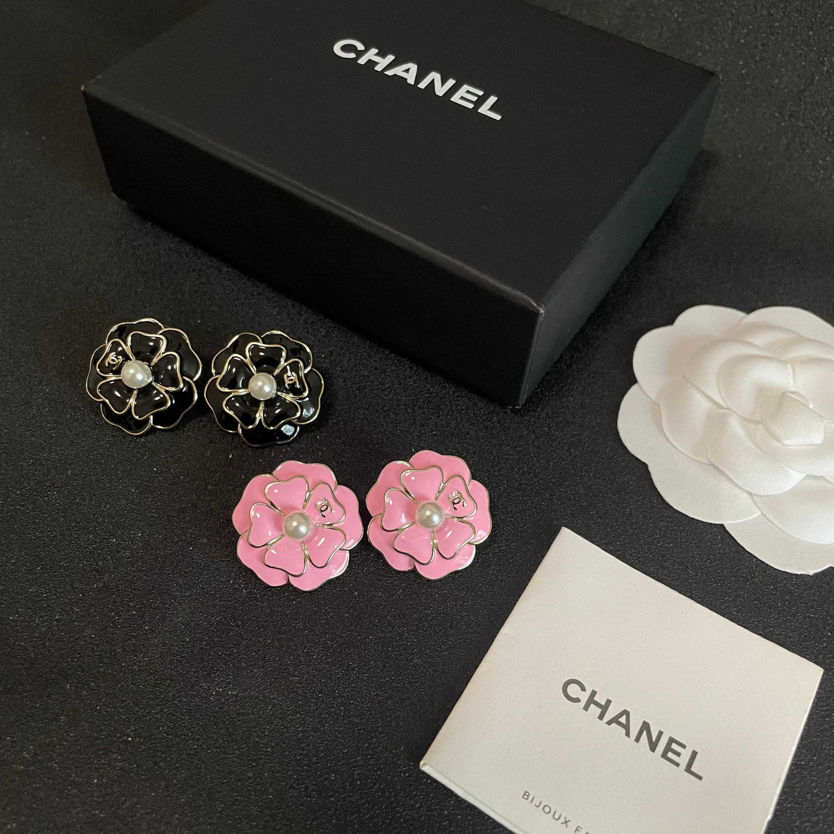 Camellia Stud Earrings in Polished Metal-Tone – Camellia Detail – Design 023 close-up detail
