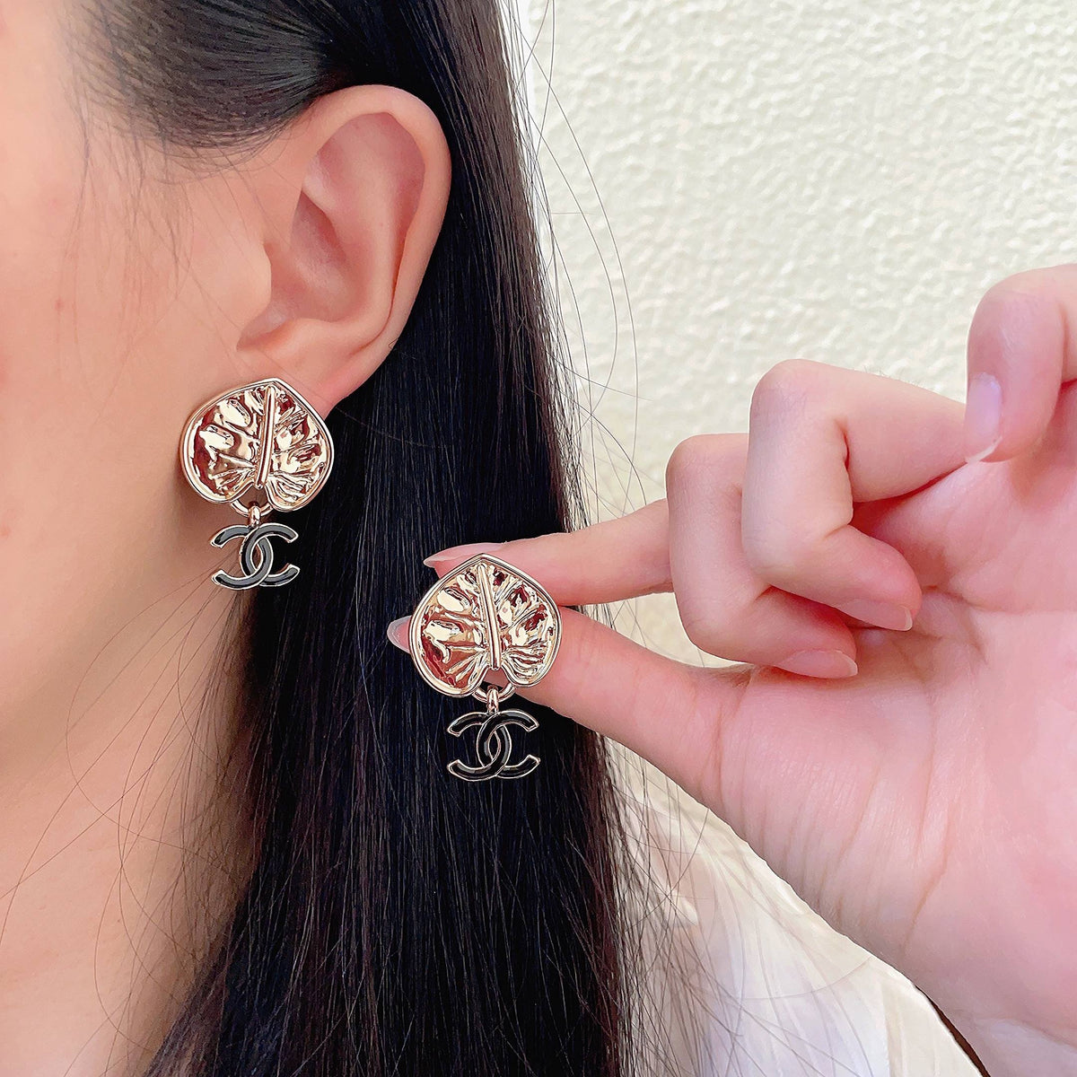 Double-C Emblem Statement Earrings in Polished Metal-Tone – Design 010 main product view