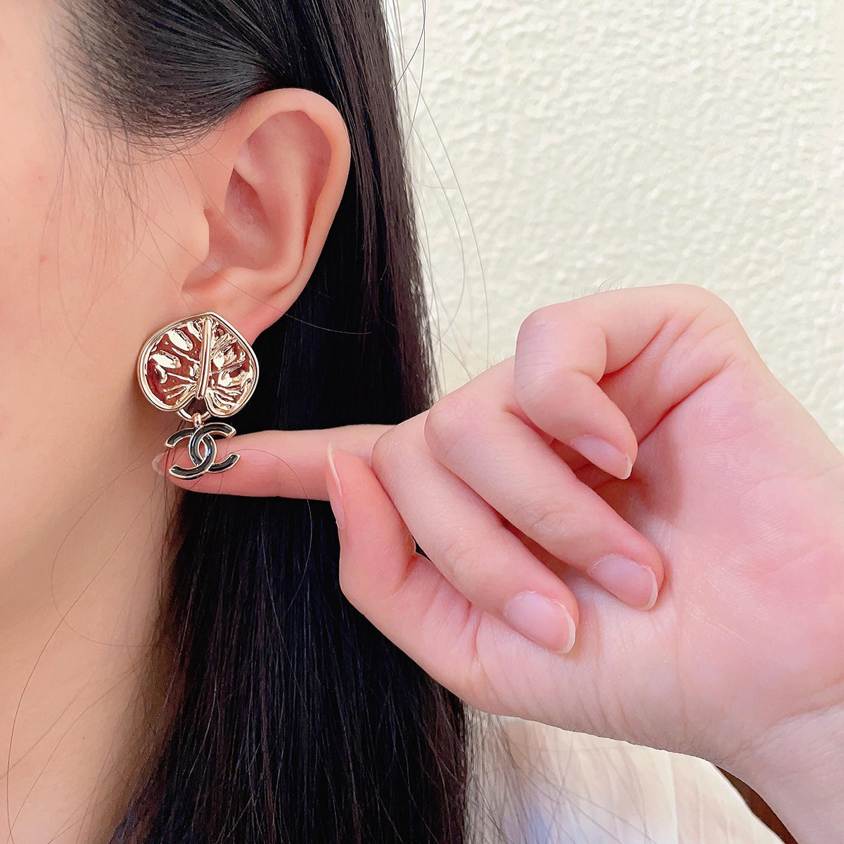 Double-C Emblem Statement Earrings in Polished Metal-Tone – Design 014 front product view