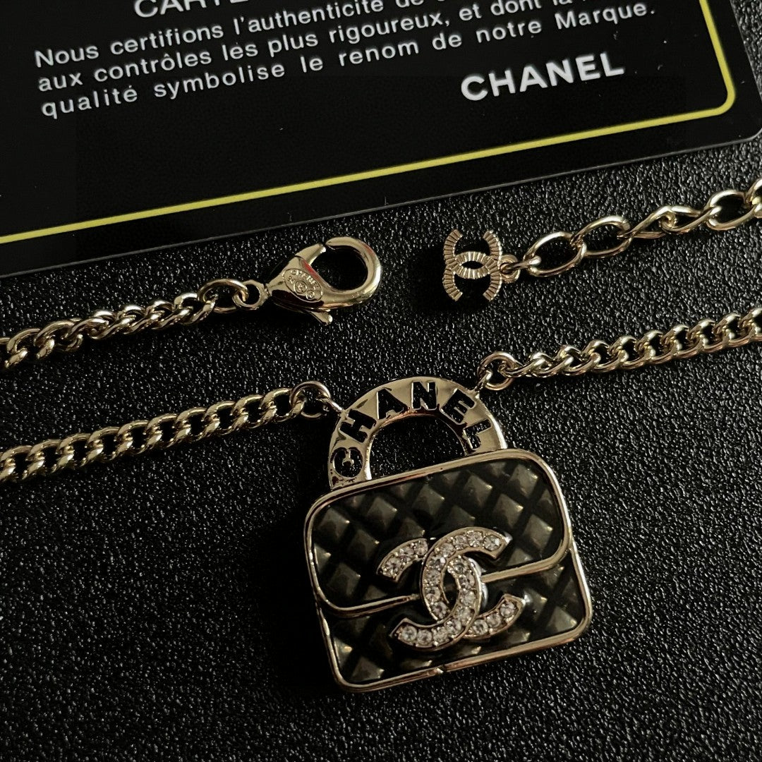 Double-C Emblem Pendant Necklace in Polished Metal-Tone – Design 022 main product view