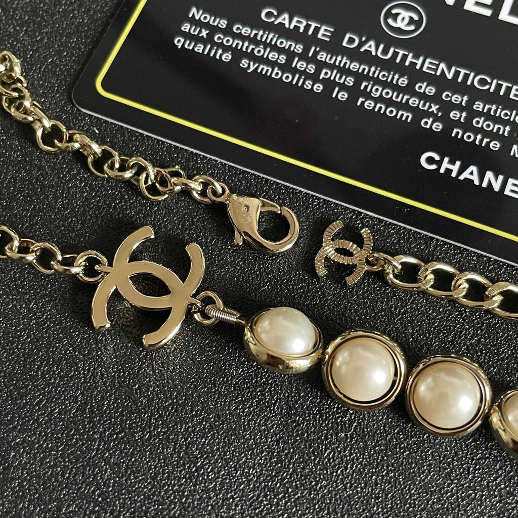 Double-C Emblem Pearl-Detail Pendant Necklace – Pearl Detail – Design 114 main product view