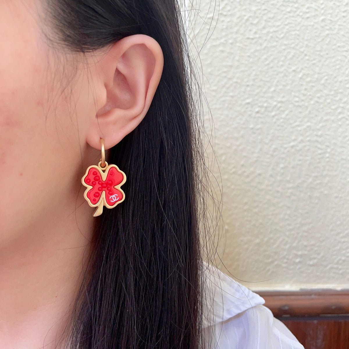 Camellia Statement Earrings in Polished Metal-Tone – Camellia Detail – Design 002 detail view