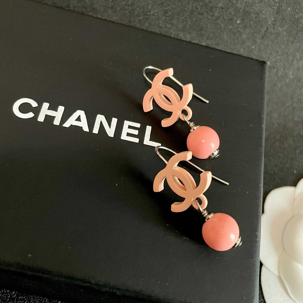 Double-C Emblem Statement Earrings in Polished Metal-Tone – Design 029 detail view