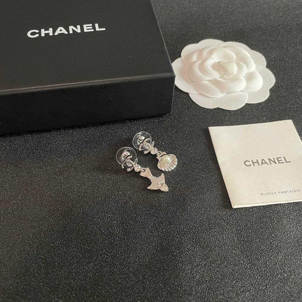 Double-C Emblem Statement Earrings in Polished Metal-Tone – Design 022 styled product view