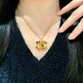 Double-C Emblem Pendant Necklace in Polished Metal-Tone – Design 083 main product view