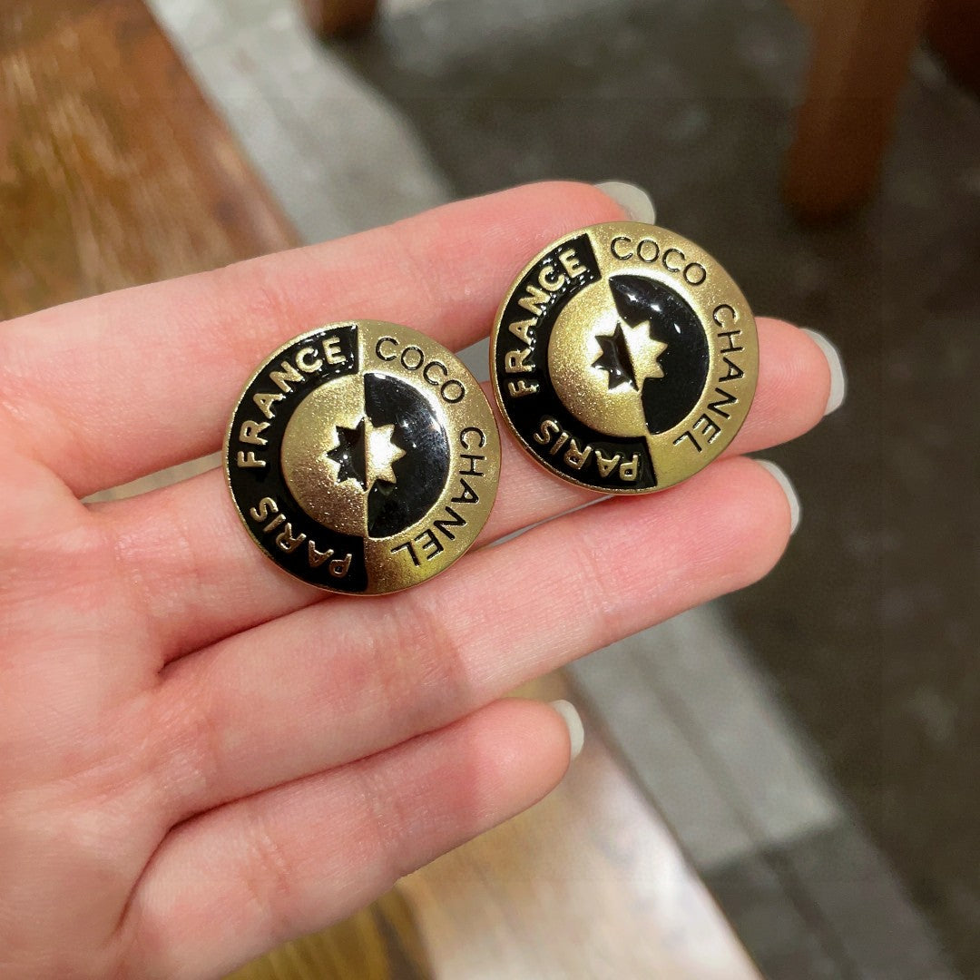 Letter Stud Earrings in Polished Metal-Tone – Design 007 side detail