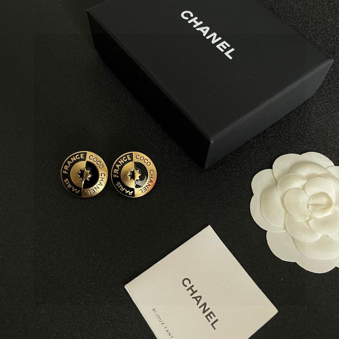 Letter Stud Earrings in Polished Metal-Tone – Design 017 close-up detail