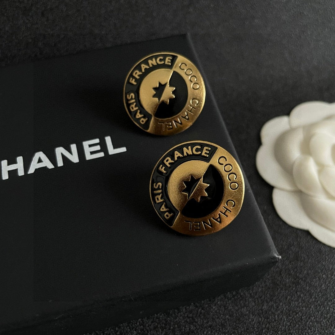 Letter Stud Earrings in Polished Metal-Tone – Design 007 detail view