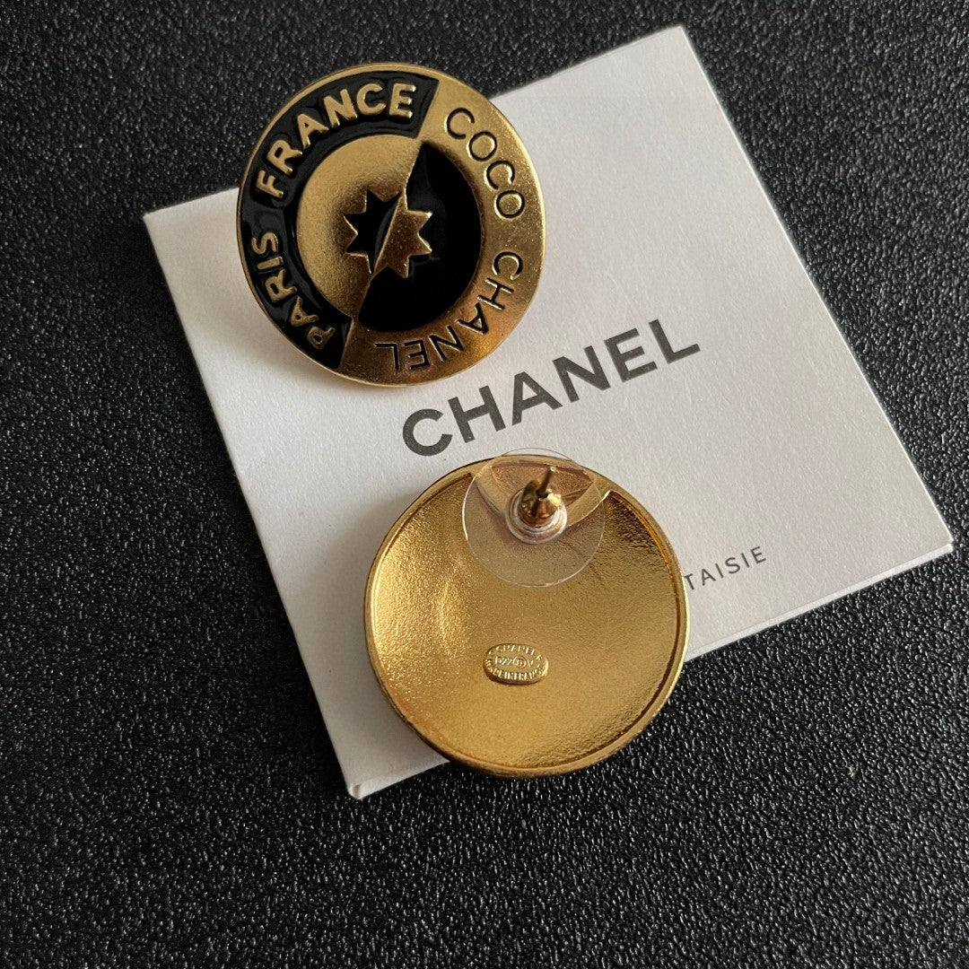 Letter Stud Earrings in Polished Metal-Tone – Design 017 main product view