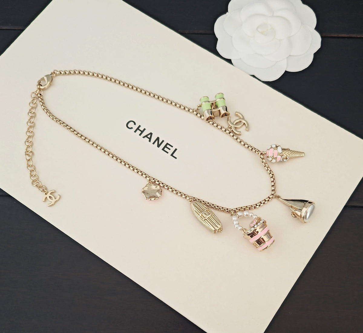 Signature Emblem Pendant Necklace in Gold-Tone – Design 041 side detail