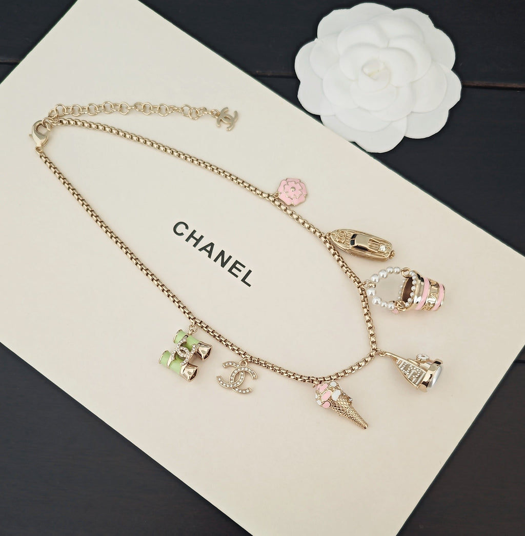Signature Emblem Pendant Necklace in Gold-Tone – Design 059 detail view