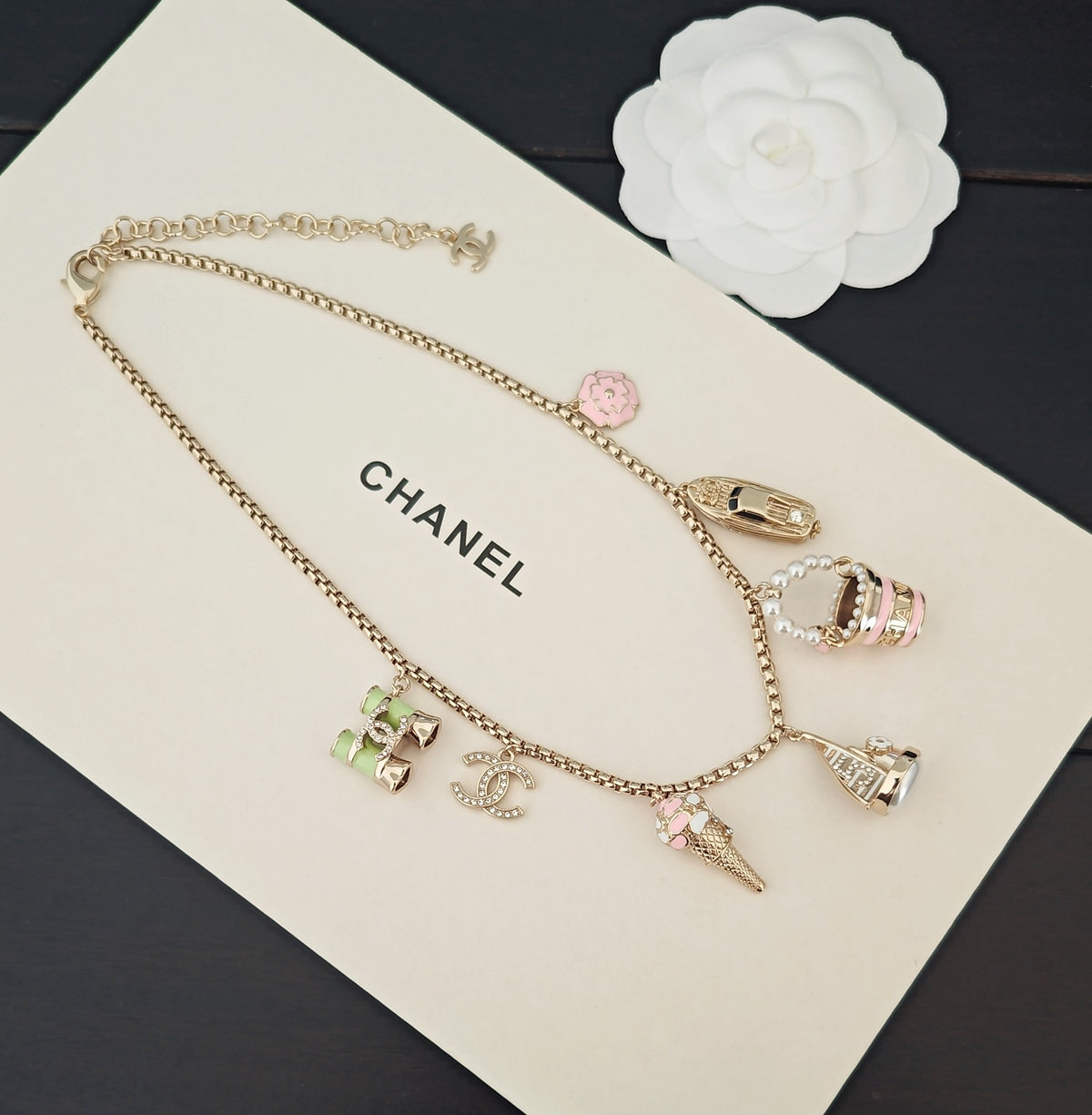 Signature Emblem Pendant Necklace in Gold-Tone – Design 041 detail view