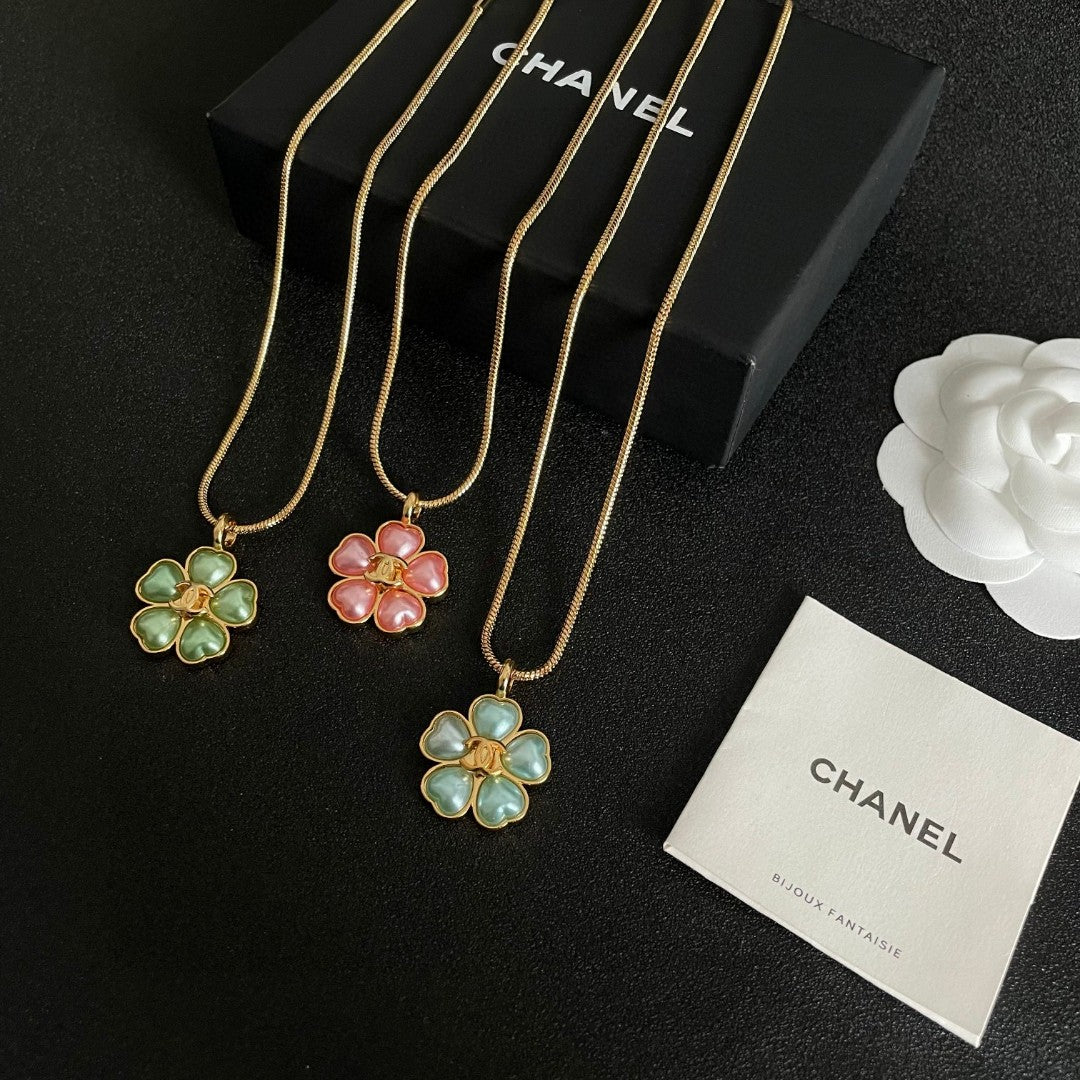 Camellia Pendant Necklace in Polished Metal-Tone – Camellia Detail – Design 016 close-up detail