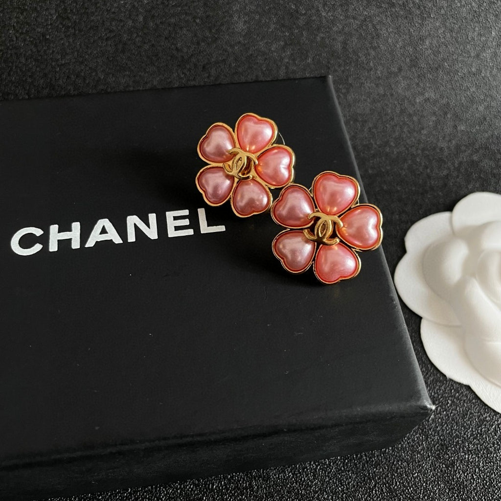 Camellia Stud Earrings in Polished Metal-Tone – Camellia Detail – Design 036 detail view