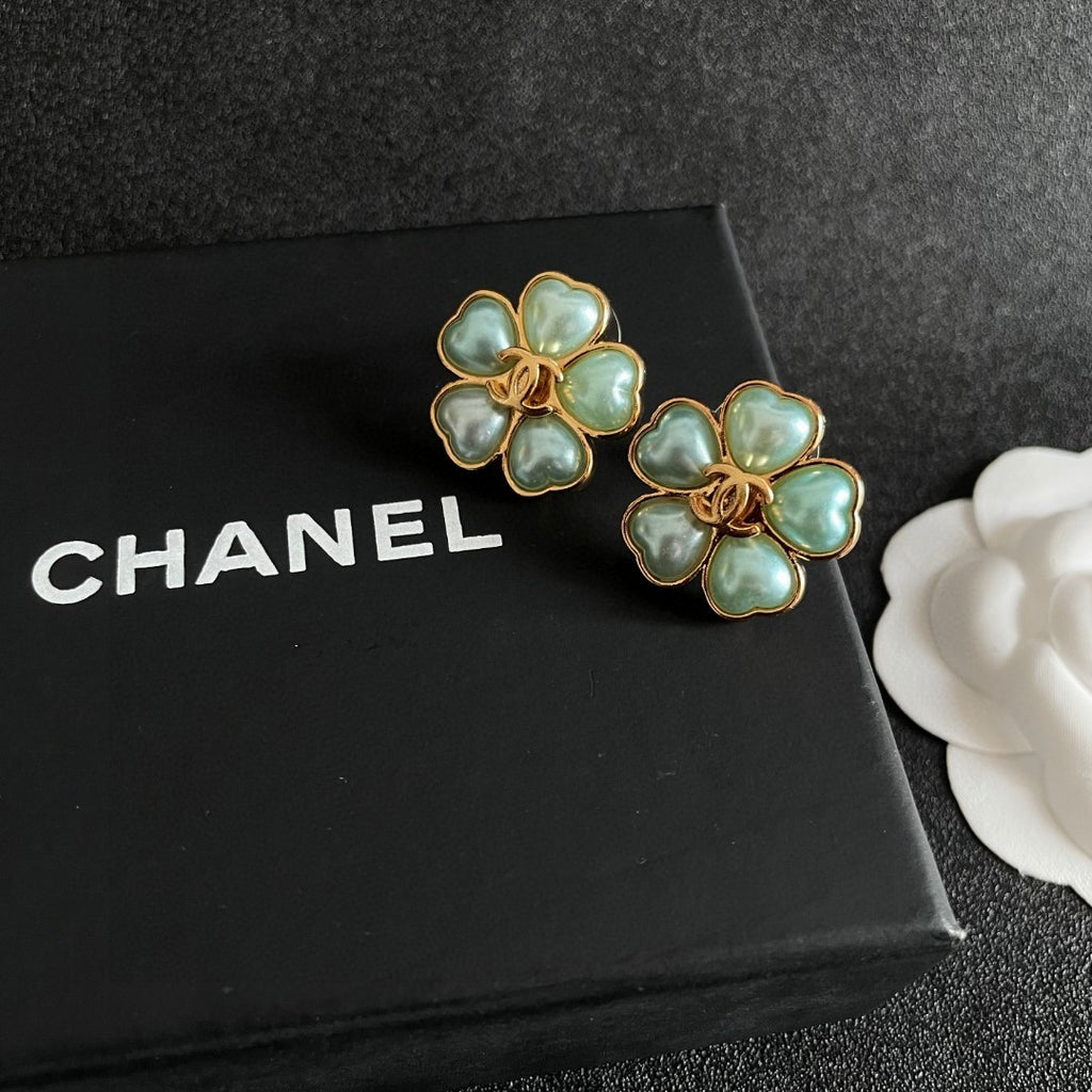 Camellia Stud Earrings in Polished Metal-Tone – Camellia Detail – Design 035 detail view