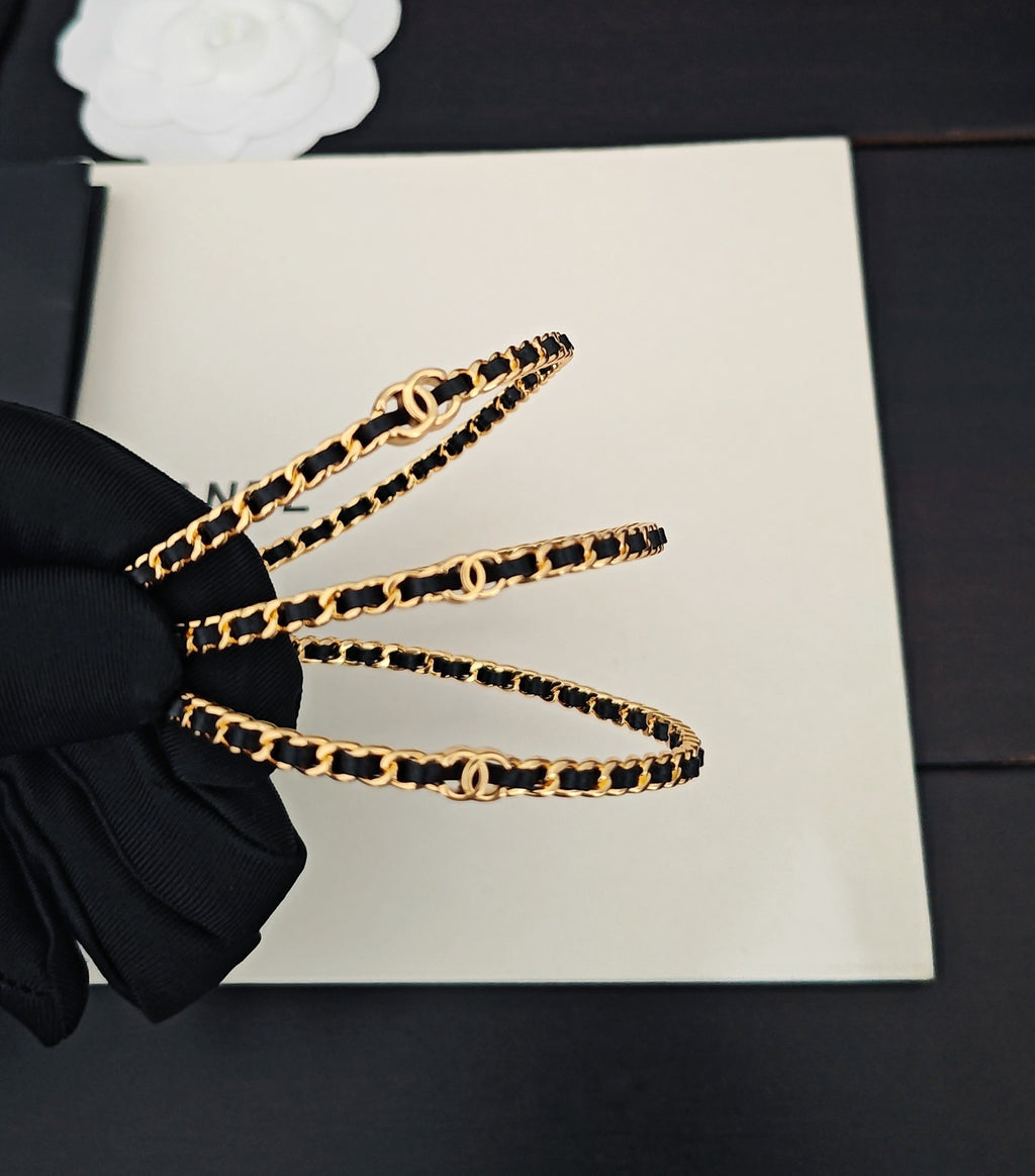 Signature Emblem Bangle in Gold-Tone – Black Detail – Design 006 main product view