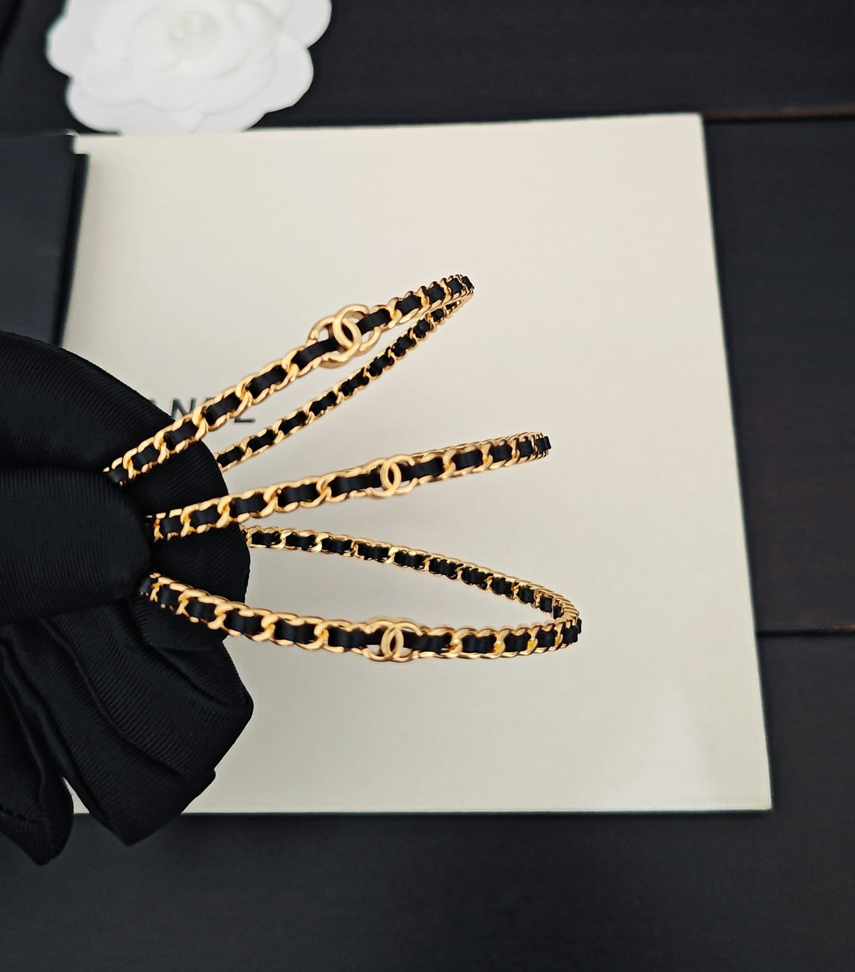 Signature Emblem Bangle in Gold-Tone – Black Detail – Design 006 main product view