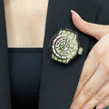 Double-C Emblem Brooch in Polished Metal-Tone – Design 004 main product view