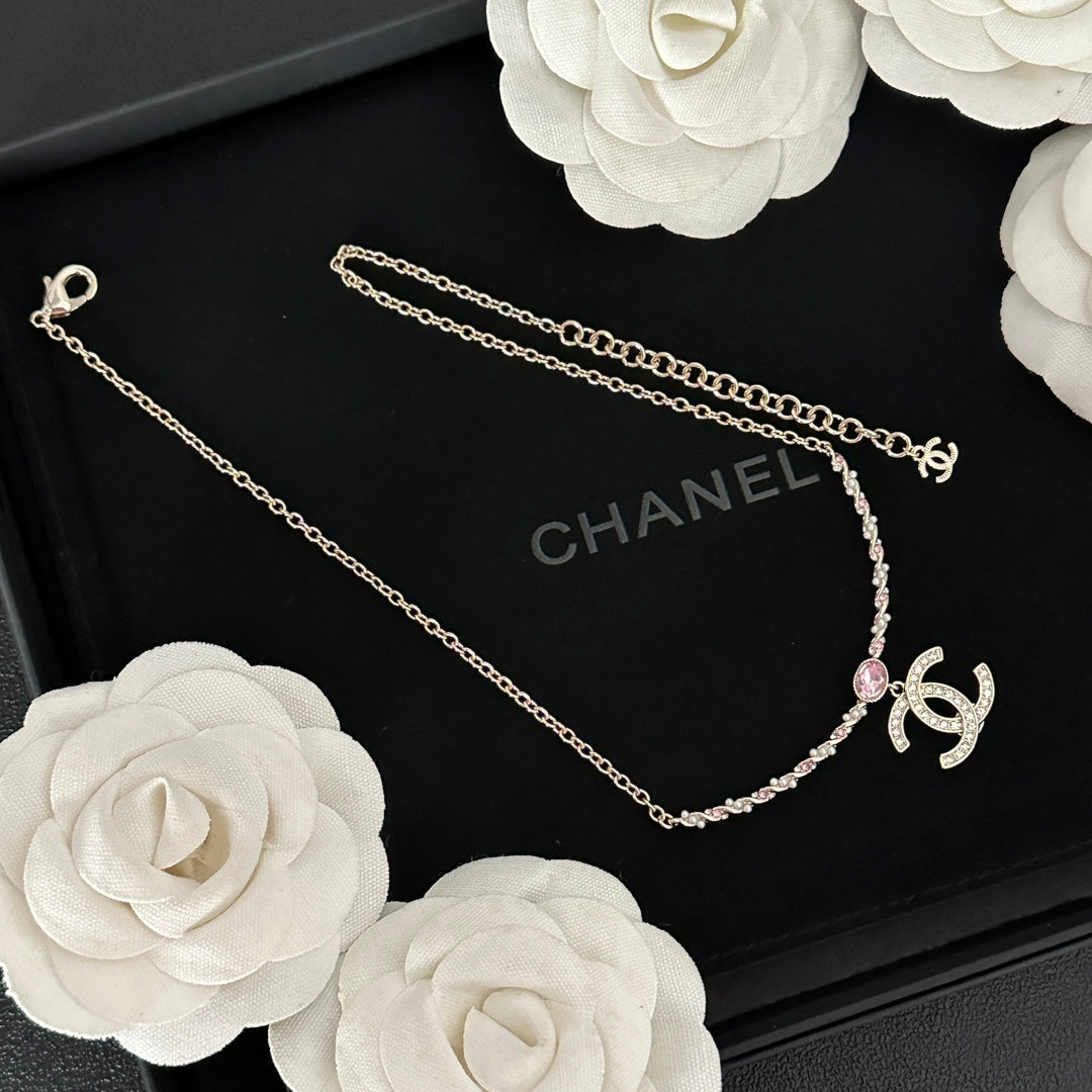 Letter Pendant Necklace in Polished Metal-Tone – Design 014 front product view