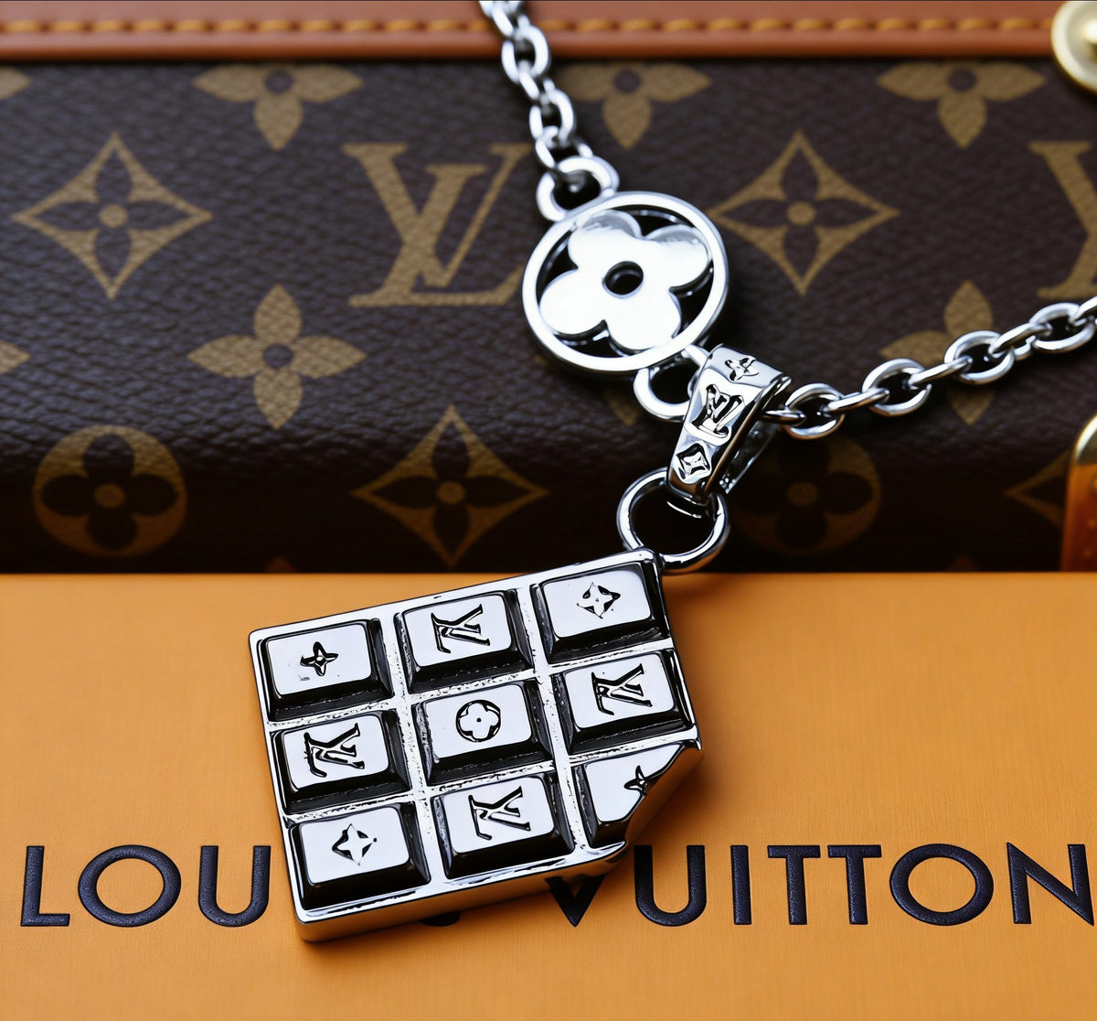 Letter Pendant Necklace in Polished Metal-Tone – Design 012 detail view