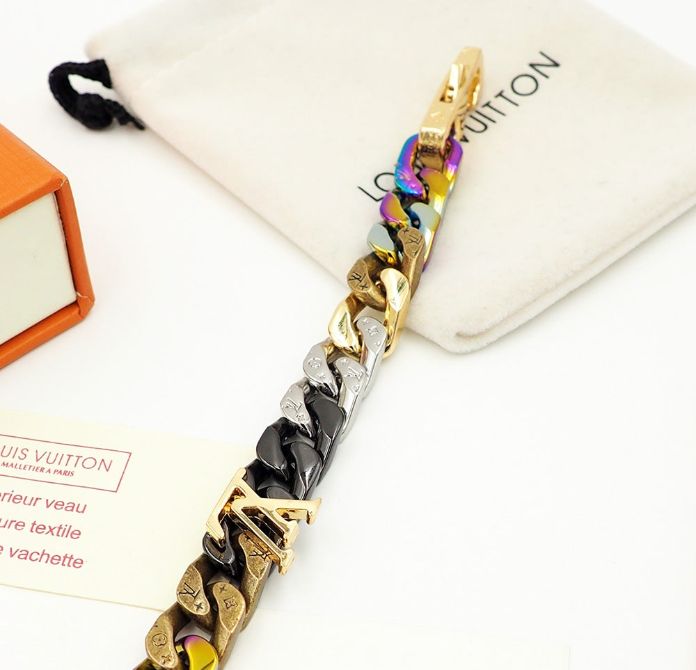 Letter Emblem Bracelet in Polished Metal-Tone – Design 014 styled product view