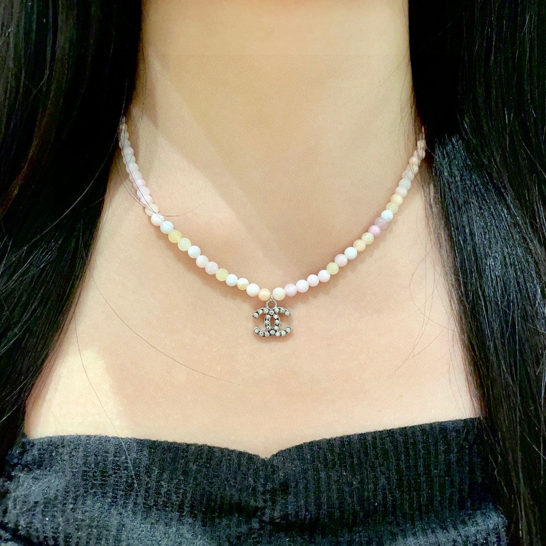 Signature Emblem Pendant Necklace in Polished Metal-Tone – Design 109 detail view
