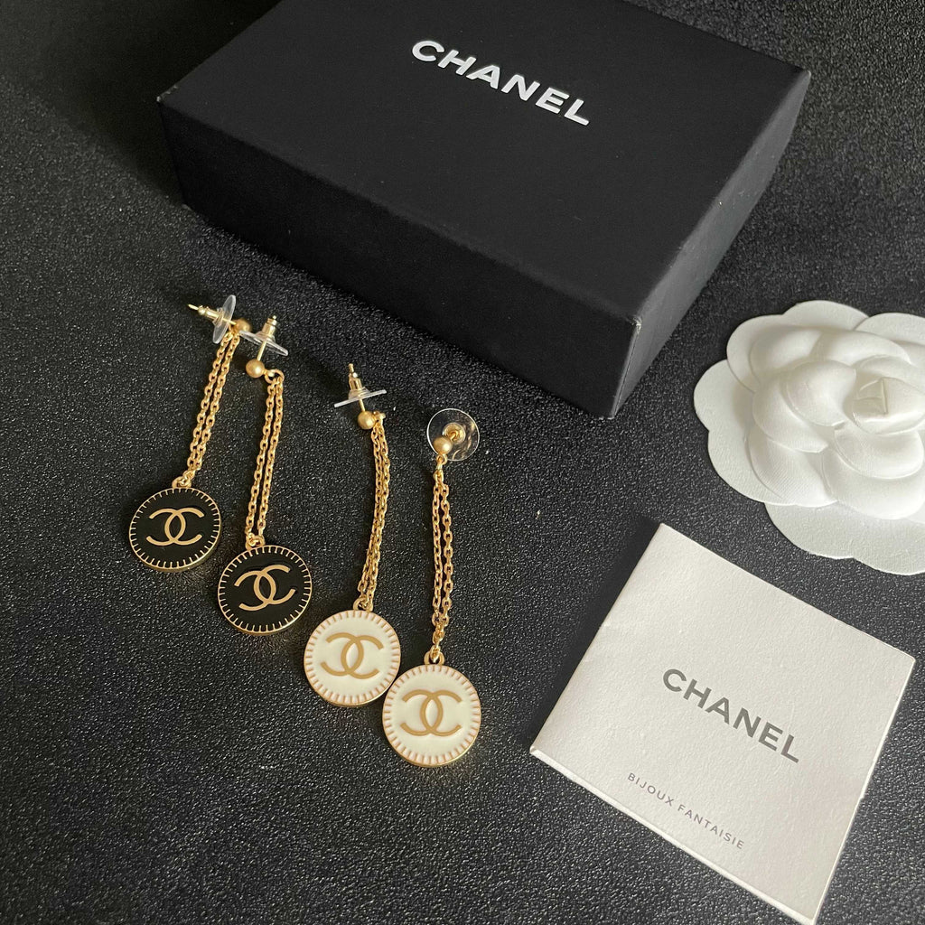 Double-C Emblem Statement Earrings in Polished Metal-Tone – Design 077 side detail