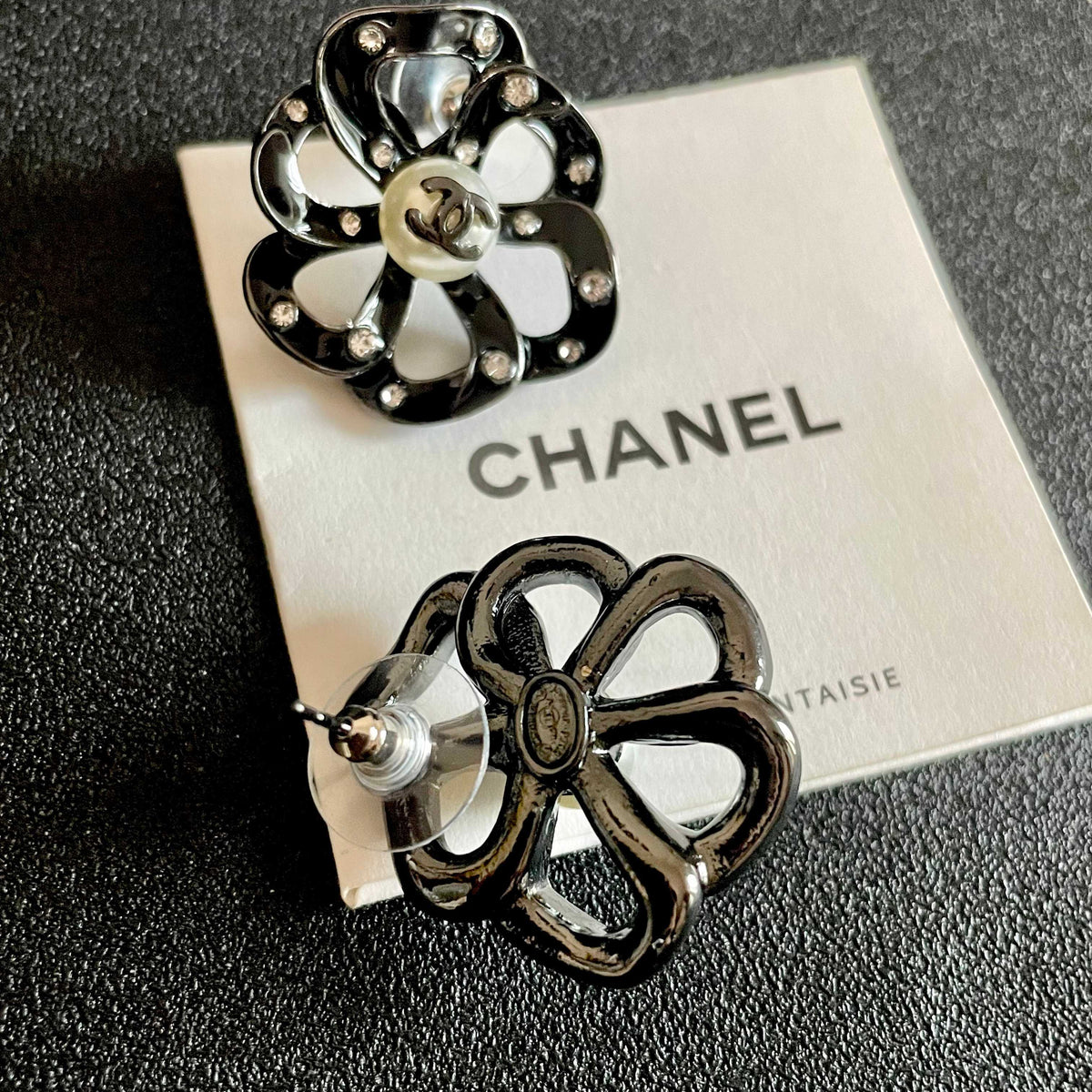 Camellia Stud Earrings in Polished Metal-Tone – Camellia Detail – Design 029 main product view