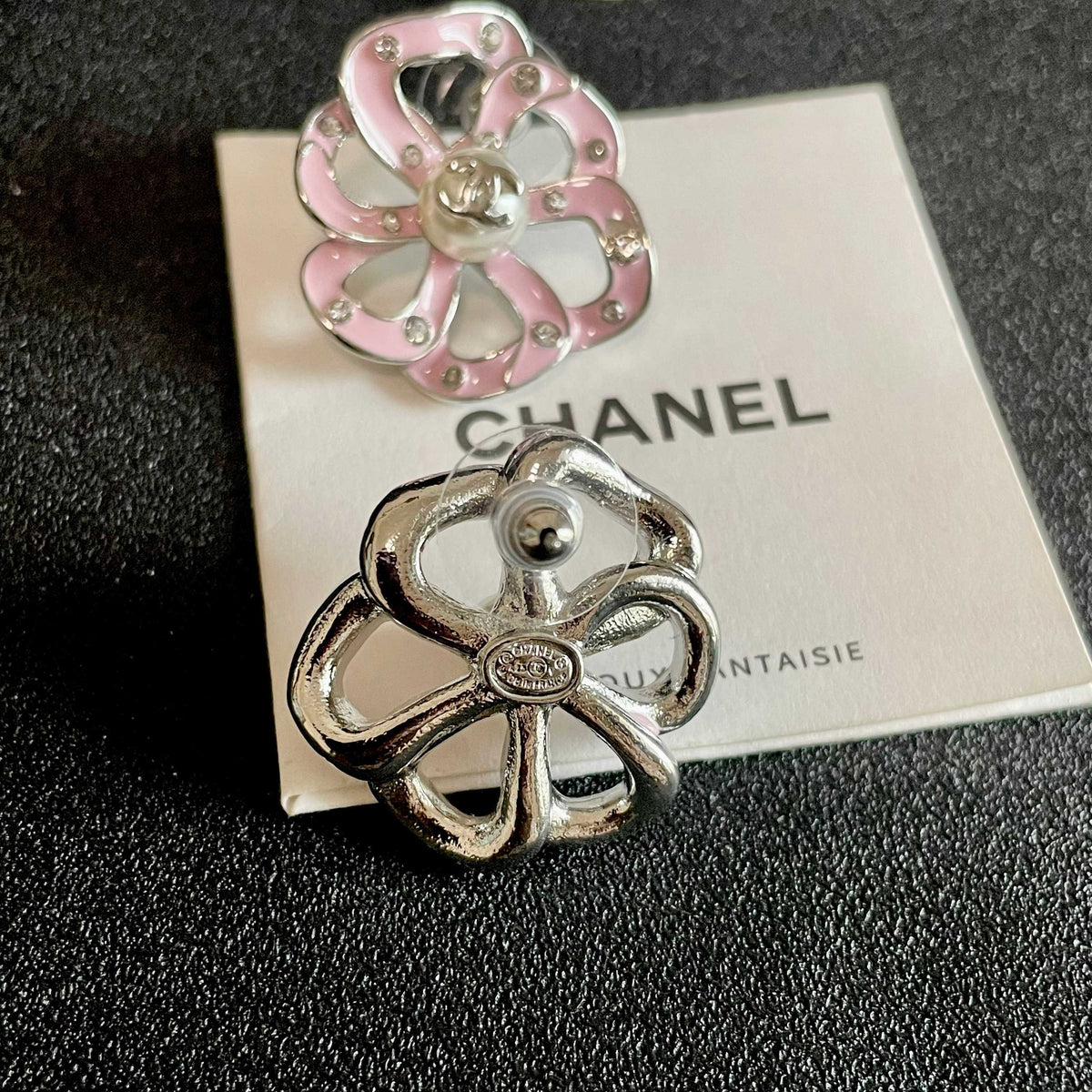 Camellia Stud Earrings in Polished Metal-Tone – Camellia Detail – Design 003 main product view