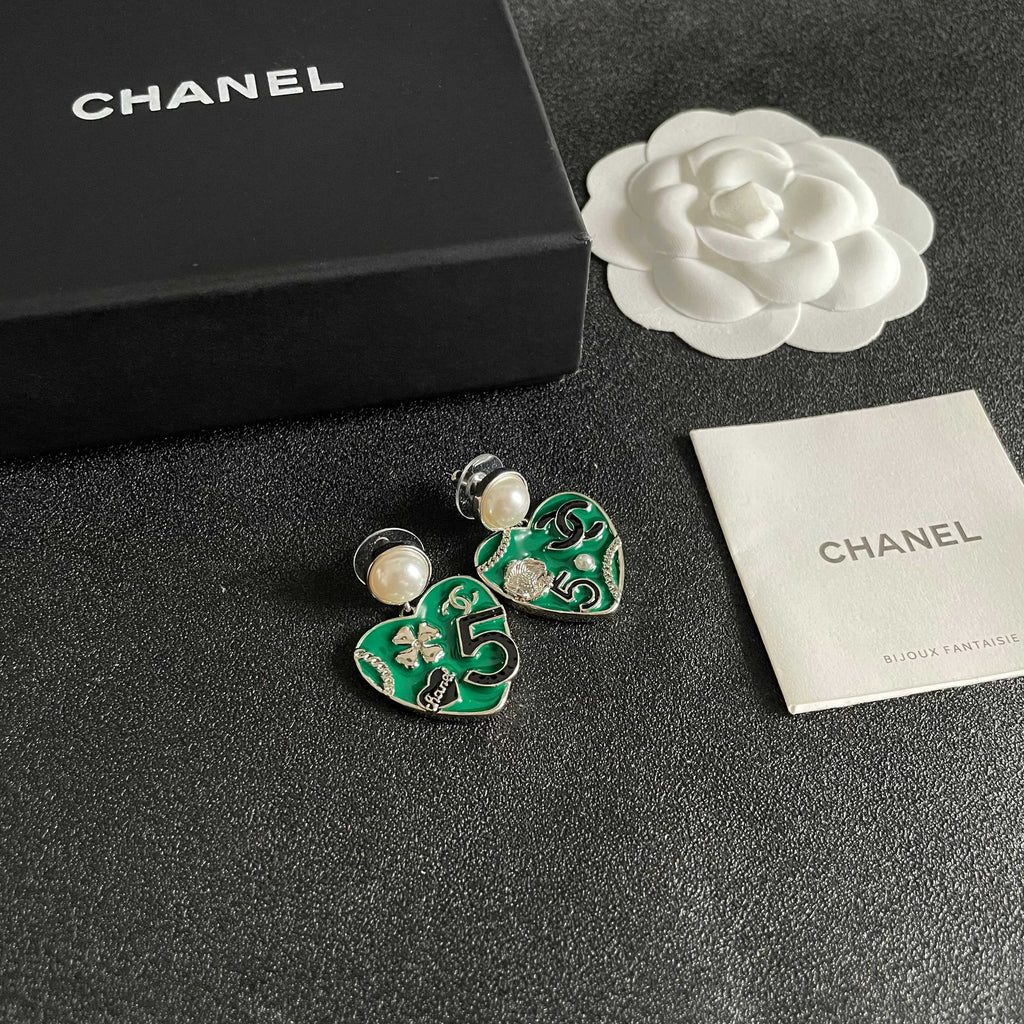 Double-C Emblem Pearl-Detail Statement Earrings – Pearl Detail – Design 009 styled product view