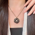Camellia Pendant Necklace in Polished Metal-Tone – Camellia Detail – Design 012 main product view